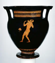 Krater de figuras vermelhas representando um atirador de disco (cerâmica)
