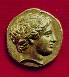 Estátero de Filipe II (382-336 a.C.), rei da Macedónia, com uma efígie de Apolo, 356-336 a.C.