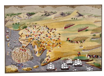 Vários cercos de Missolonghi e a morte de Lord Byron (1788-1824) em 1824 da História Pictórica da Guerra da Independência Grega