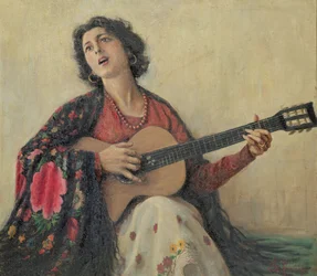 Mulher, com, guitarra