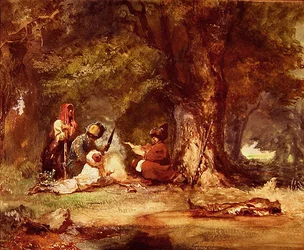 Soldados russos durante as guerras caucasianas de 1817-64 (aguarela sobre papel)