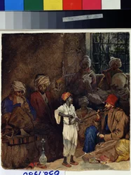 "Une auberge a Izmir en Turquie" (Café em Esmirna) Aquarelle de Grigori Gagarin (Gagarine) (1810-1893) 1835 State A. Pushkin Museum of Fine Arts Moscow
