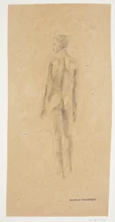 Modelo de retrato, menino, visto de costas