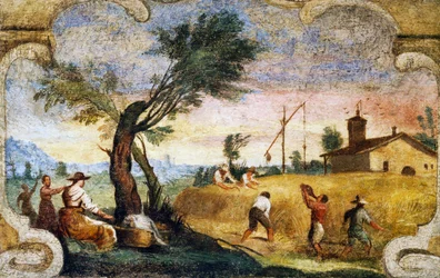 A colheita, afresco de Giovanni Francesco Barbieri, conhecido como il Guercino (1591-1666).