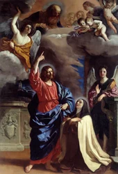 Cristo Aparecendo a Santa Teresa Pintura de Giovanni Francesco Barbieri dit Il Guercino (O Guerchino