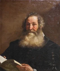 Retrato de um homem idoso com um livro na mão