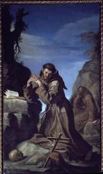 Santo: François Adorando a Cruz - Óleo sobre tela