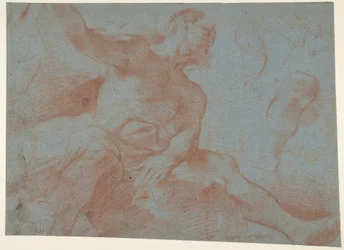 Velho sentado com o braço direito erguido (Tithonus) (frente)