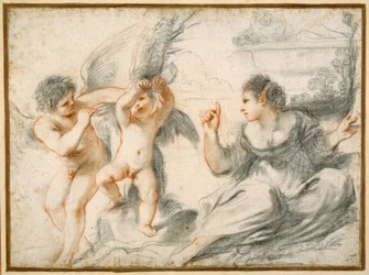 Vénus repreende Cupido, enquanto um Cupido mais velho o amarra a uma árvore