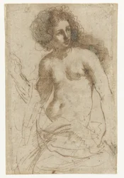 Mulher de pé semidesnuda