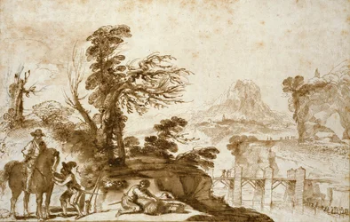 Paisagem com um Cavaleiro e uma Ponte, início do século XVII