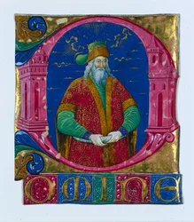 D[omine] inicial de um livro coral: Rei Salomão, c. 1470-1480.