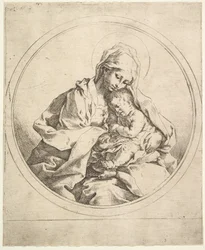 A Madonna e a Criança na Rodada.