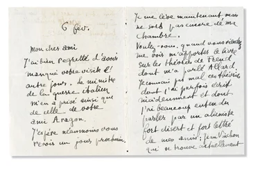 Carta de autógrafos assinada para Andre Breton, 6 de fevereiro de 1918