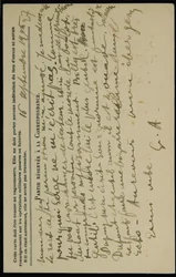 Cartão postal de autógrafos para Jean Mollet, datado de 16 de setembro de 1915
