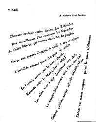 Calligram de Guillaume Apollinaire (1880-1918): "Visee".