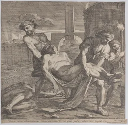 Abdon e Sennen carregando os primeiros mártires cristãos para o enterro, 1650-60.