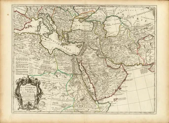 Mapa de 1701 de Guillaume Delisle dos Impérios Otomano e Persa (recortado)