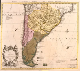 Mapa do Paraguai, Chile e Terra de Magalhães (Argentina) (gravura