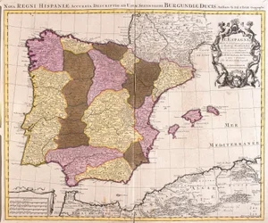 Mapa da Península Ibérica, Reino de Portugal e Espanha (gravura