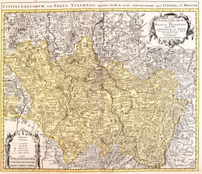 Mapa da diocese de Toul (Lorraine, França) (gravura