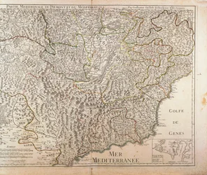Região Sul do Piemonte, Monferrato e Região da Ligúria Ocidental. Mapa por Guillaume de l