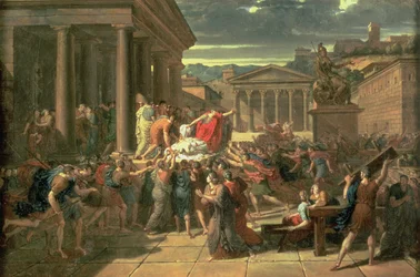 A morte de César (100-44 aC) (óleo sobre papel)