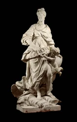 Retrato de Marie Lescszinska, Rainha de França (Leczinska, Lescszinka ou Leszinka) (1703-1768) Rainha de França em Junon Escultura de mármore de Guillaume Coustou (1677-1746) 1725 em torno de Paris, Musee du Louvre