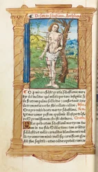 Livro de horas impresso (uso de Roma): fol. 102v, S. Sebastião