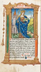 Livro de horas impresso (uso de Roma): fol. 110v, Santa Bárbara