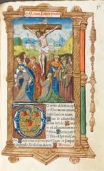 Livro de horas impresso (uso de Roma): fol. 55r, A Crucificação