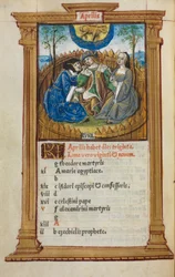 Livro de horas impresso (uso de Roma): fol. 5v, ilustração do calendário de abril