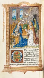 Livro de horas impresso (uso de Roma): fol. 60v, A Anunciação