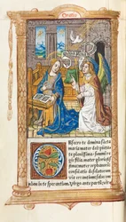 Livro das Horas Impresso Uso de Roma: fol. 60v, A Anunciação, 1510.