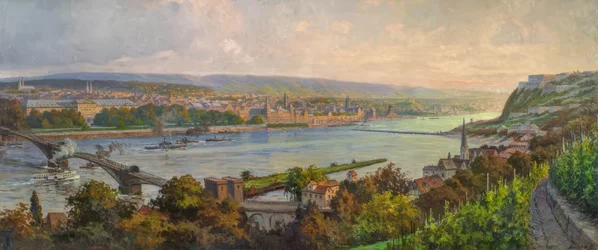 Vista dos vinhedos de Asterstein sobre o Reno até Coblença