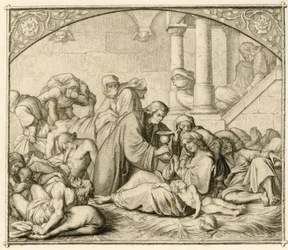 Lutero com doentes de pragas em Wittenberg