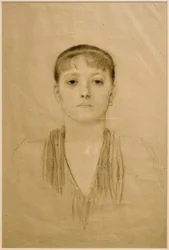 Meia retrato de uma menina de frente