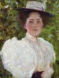 Rapariga na folhagem, c.1908 (óleo sobre tela)