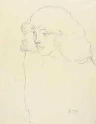 Retrato de meio comprimento de menina em perfil de três quartos, 1913