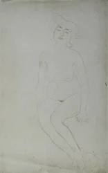 Mulher Nua Sentada, c.1903 (lápis e lápis de cera vermelho em papel japonês) (foto a p/b)