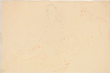 Nus reclinados; Vestido, repetição à esquerda, 1913
