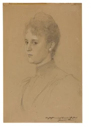 Estudo para um retrato (Sra. Heymann), c.1892 (lápis com aguçamento branco sobre papel lustroso)