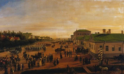 O czar Nicolau retornando de uma parada militar em Krasnoe Selo, 1848