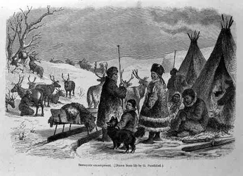 Samoyede Encampment, de The History of Mankind, do Prof. Friedrich Rayzel, pub. em 1904