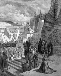 Artaxerxes Granting Liberty to the Jews, gravada por Ligny, c.1868 (gravura)