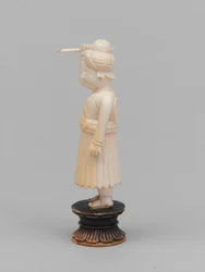 Peão preto, peça de xadrez, Índia, cerca de 1820