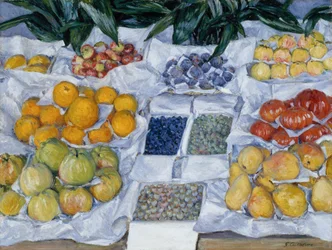 Frutas exibidas em um stand