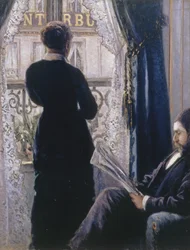 Interior.Mulher à janela