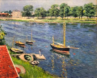 O Sena em Argenteuil, barcos fundeados, 1883.