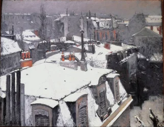 Vista dos telhados (Efeito da neve) - óleo sobre tela